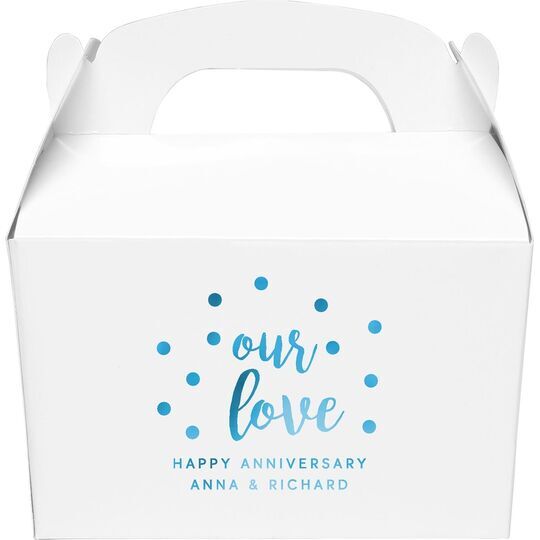 Confetti Dots Our Love Gable Favor Boxes